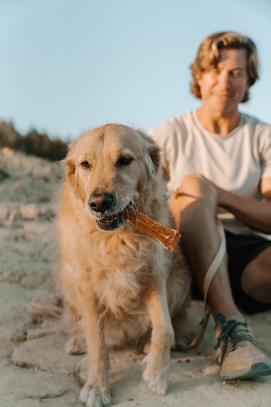 Happy dog with an Outback Bones chew