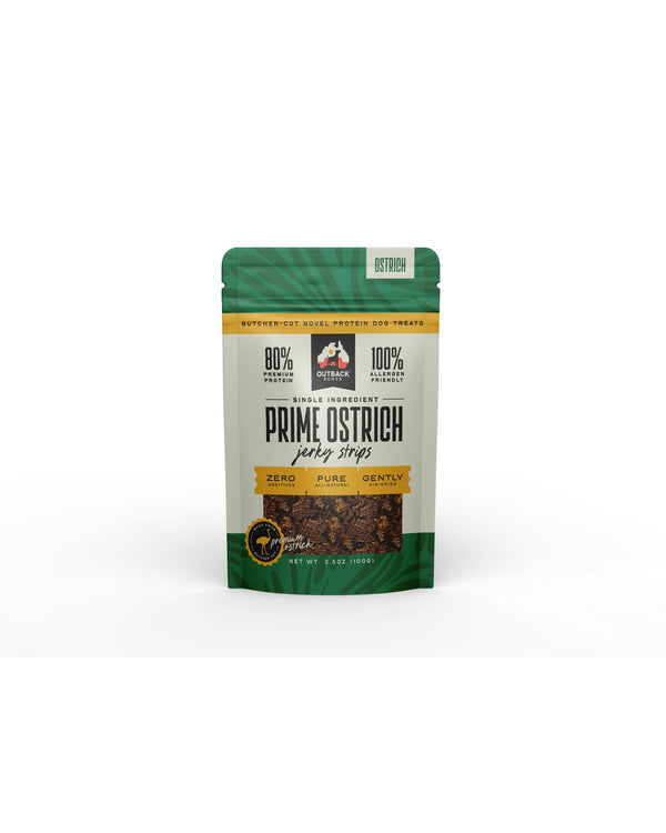 Prime Ostrich Jerky Strips - front of pack